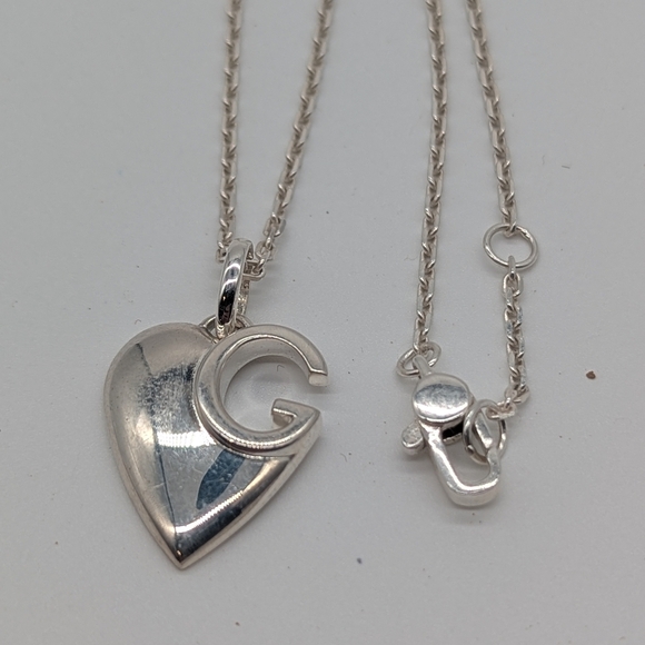 Gucci Sterling Silver Heart & G Pendant Necklace - Picture 1 of 4